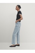 شلوار جین راسته فاق بلند زنانه آبی کمرنگ ماسیمودوتی