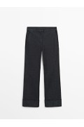 شلوار جین گشاد فاق بلند با لبه های چرخشی زنانه زغال چوبی ماسیمودوتی