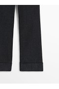 شلوار جین گشاد فاق بلند با لبه های چرخشی زنانه زغال چوبی ماسیمودوتی