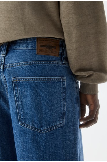 شلوار جین گشاد اولیه مردانه آبی متوسط پل اند بیر