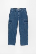 شلوار جین جیبدار گشاد مردانه آبی متوسط پل اند بیر