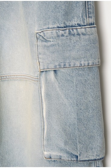 شلوار جین جیبدار اسکیت باز مردانه نیلی رنگ پریده پل اند بیر