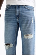 شلوار جین استاندارد زاپدار مردانه آبی متوسط پل اند بیر