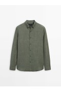 پیراهن 100% کتان ساده مردانه سبز ماسیمودوتی