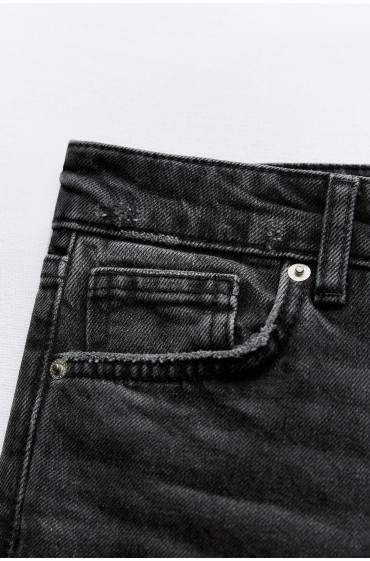 شلوار جین کوتاه بریده راسته زنانه مشکی زارا
