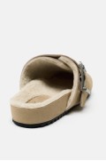 کفش تخت خز مصنوعی جیر SPLIT زنانه رنگ بژ زارا