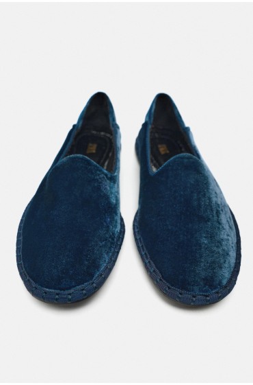 کفش تخت مخملی زنانه آبی زارا