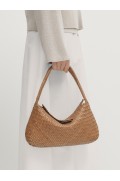 کیف دوشی چرم ناپا بافته شده زنانه رنگ بژ ماسیمودوتی