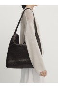 کیف دوشی چرم ناپا بافته شده زنانه قهوه ای ماسیمودوتی