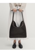 کیف دوشی چرم ناپا بافته شده زنانه قهوه ای ماسیمودوتی