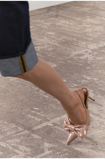 کفش پاشنه بلند با پاپیون زنانه رنگ بژ زارا