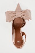 کفش پاشنه بلند با پاپیون زنانه رنگ بژ زارا