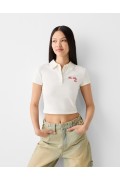 تیشرت آستین کوتاه چاپ شده با پولو زنانه رنگ سفید برشکا