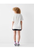 تیشرت آستین کوتاه با چاپ کورومی زنانه رنگ سفید برشکا