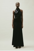 لباس شب یقه هالتر ترکیبی ابریشمی زنانه مشکی اچ اند ام