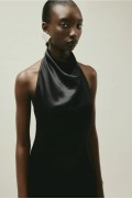 لباس شب یقه هالتر ترکیبی ابریشمی زنانه مشکی اچ اند ام