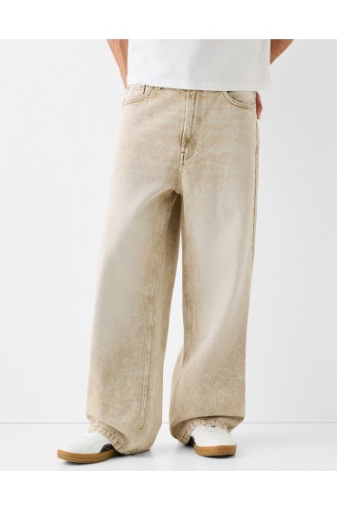 شلوار جین سوپر گشاد مردانه رنگ بژ برشکا