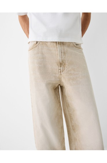 شلوار جین سوپر گشاد مردانه رنگ بژ برشکا