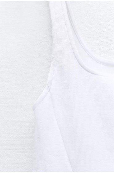 تیشرت رکابی با بند ضربدری در پایین زنانه سفید زارا