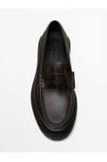 کفش تخت راحتی قهوه ای ای رنگ با بند پنی مردانه قهوه ای ماسیمودوتی