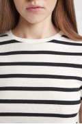 تیشرت آستین کوتاه راه راه باحال زنانه مشکی دیفکتو