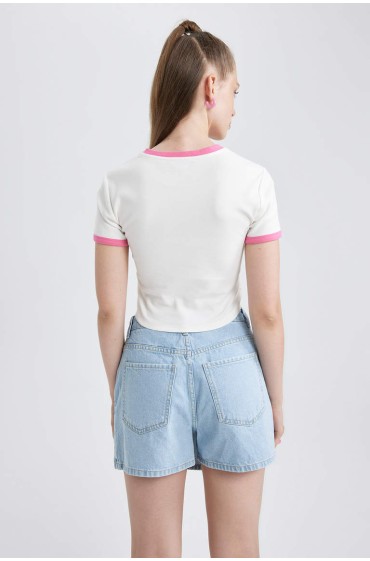 تیشرت آستین کوتاه چاپ شده با لباس شب Winx Club زنانه رنگ سفید دیفکتو