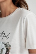 تیشرت آستین کوتاه یقه خدمه فیت معمولی زنانه اکرو دیفکتو