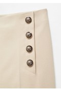 شلوار پارچه ای دکمه دار با لگ کوتاه زنانه رنگ بژ منگو