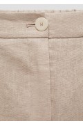 شلوار پارچه ای 100% کتان راسته زنانه رنگ بژ منگو