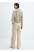 شلوار پارچه ای گشاد با فاق کوتاه زنانه رنگ بژ منگو