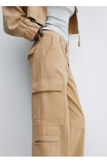 شلوار پارچه ای جیبدار جیب دار زنانه قهوه ای منگو