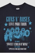 تیشرت آستین کوتاه 100% نخی با یقه پرینت شده Guns N' Roses Oversize Fit Crew زنانه آنتراسیت دیفکتو