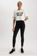 تیشرت DeFactoFit NBA Chicago Bulls Oversize Fit Crew یقه آستین کوتاه 100% کتان تی شرت زنانه اکرو دیفکتو