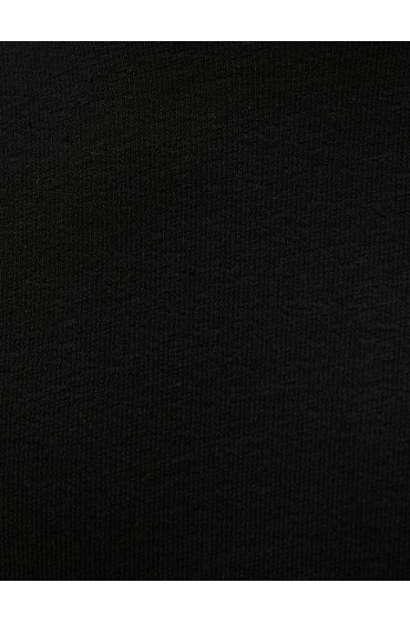 تیشرت بیسیک آستین کوتاه یقه دار چاپ شده با لیبل بافت مردانه مشکی  کوتون