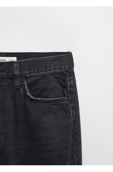 شلوار جین راسته فاق متوسط زنانه جین مشکی منگو