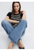 شلوار جین گشاد فاق متوسط زنانه آبی متوسط منگو