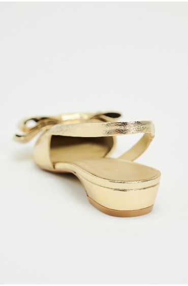 کفش تخت پشتی فلزی با پاپیون زنانه طلایی زارا