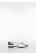 کفش تخت باله متالیک زنانه رنگ نقره ای ای منگو