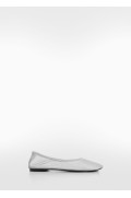 کفش تخت باله مشبک نیمه شفاف زنانه رنگ نقره ای ای منگو