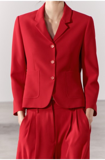 کت تک مینیمالیستی کالکشن ZW زنانه قرمز روشن زارا