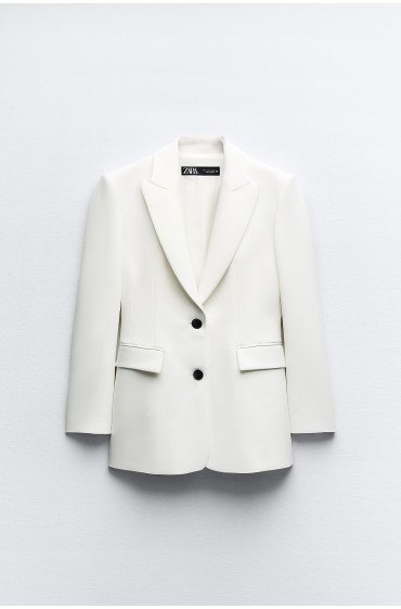 کت تک کت تک مجهز با پد های شانه زنانه سفید صدفی زارا