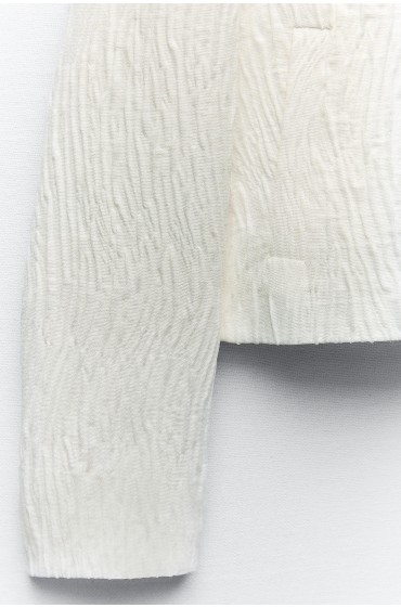 کت تک پارچه ای براق زنانه سفید صدفی زارا
