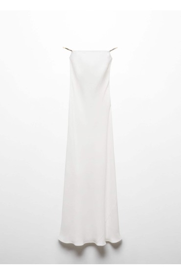 لباس شب بند دار با جزئیات متالیک زنانه سفید منگو