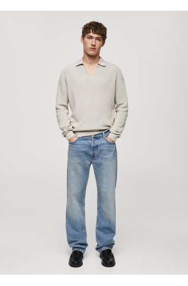 شلوار جین شست و شوی روشن متوسط ​​و فیت مردانه آبی متوسط منگو