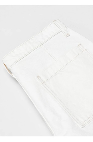 شلوارک شلوار جین نخی مردانه رنگ سفید منگو