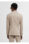 کت تک سوپر اسلیم فیت ساخته شده از پارچه کشی مردانه رنگ بژ منگو