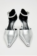 کفش پاشنه بلند متالیک زنانه نقره ای زارا