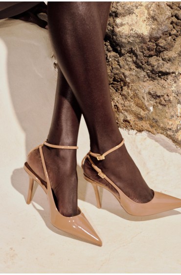 کفش پاشنه بلند patent-FINISH زنانه رنگ بژ زارا