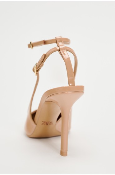 کفش پاشنه بلند patent-FINISH زنانه رنگ بژ زارا
