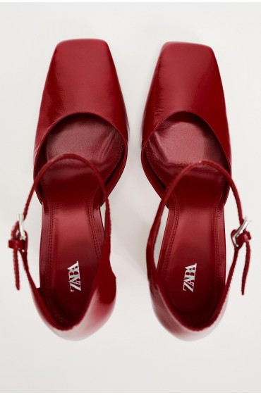 کفش پاشنه بلند چرمی زنانه قرمز زارا